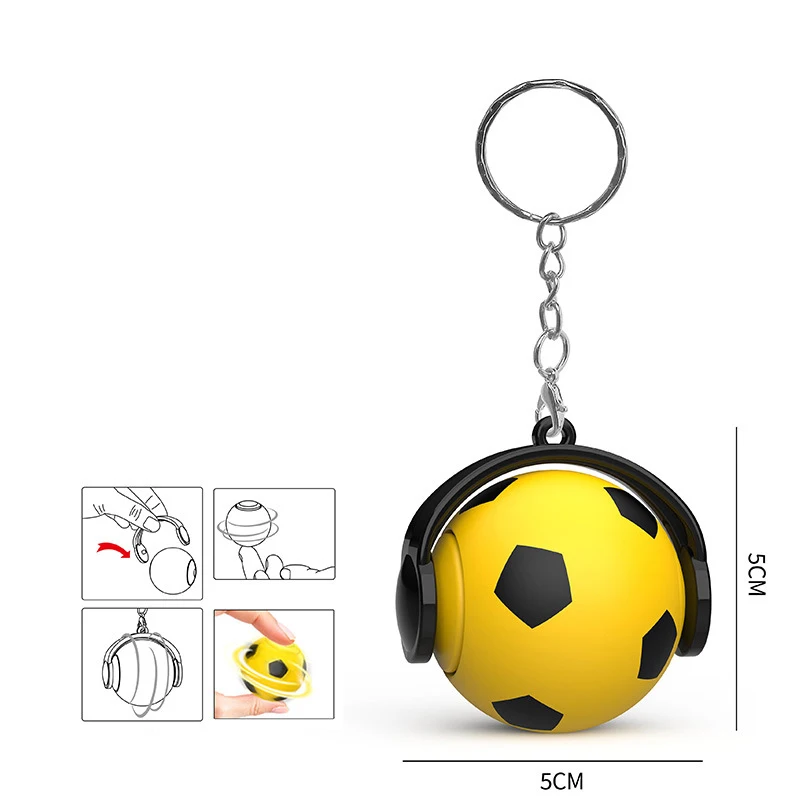 ファッションスポーツキーホルダー指先ジャイロ回転サッカーバスケットボール指ストレスリリーフキーホルダー子供のおもちゃのギフトマルチスタイル