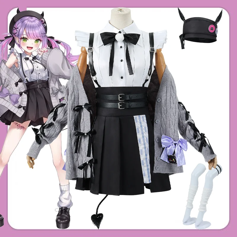 Disfraz de Anime Hololive Tokoyami Towa VTuber Idol, vestidos bonitos, accesorios para sombrero, conjunto uniforme completo, trajes de fiesta de Halloween