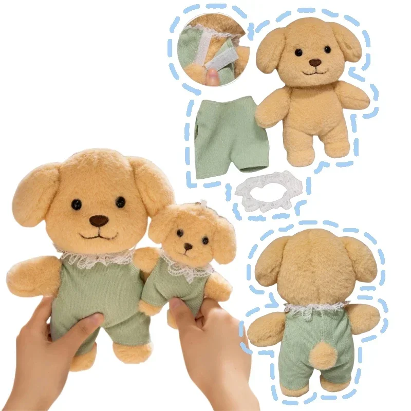 Bella barboncino peluche animale di peluche simpatico cucciolo bambola con vestiti borsa Kawaii ciondolo cane peluche regali di compleanno ragazza di Natale