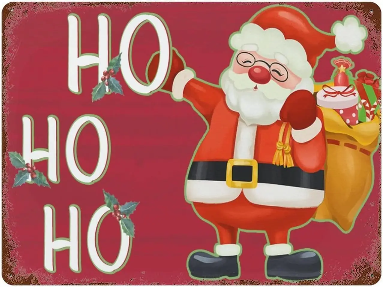 Retro Metal Signs Merry Christmas Tin Sign  HO Santa Claus Seasonal Holiday for Home Bar Coffee Chris