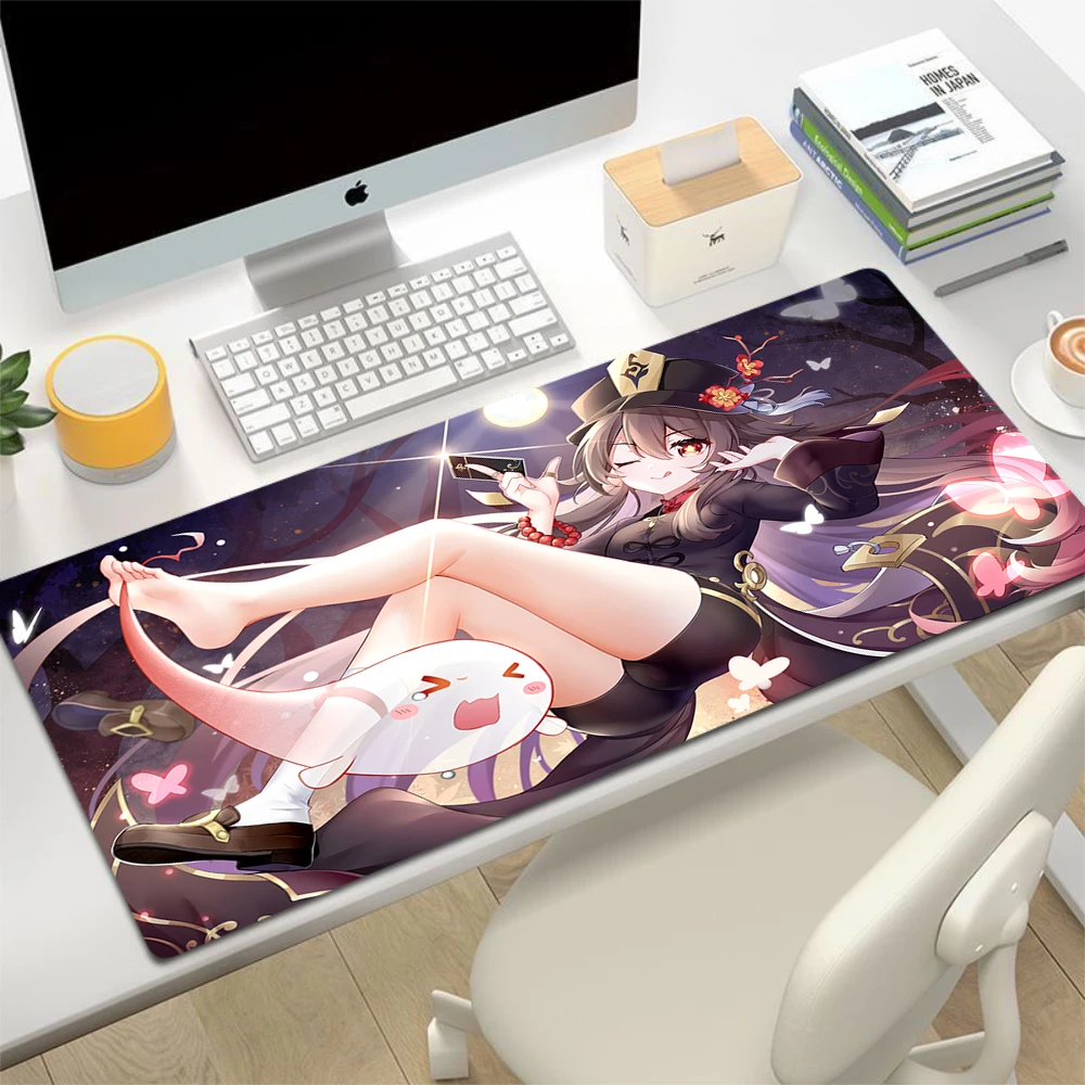 genshin impacto hu tao anime mouse pad grande gaming mousepad tapetes de borracha deskmat acessorios para pc protetor de mesa tapete de teclado gamer 01