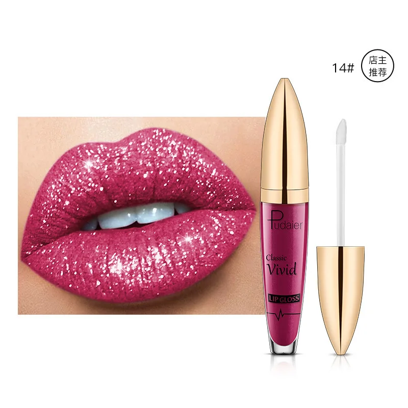 Impermeável Diamond Shimmer Glitter Lip Gloss, batom líquido fosco, brilhante perolado Plumper Lipgloss, ferramentas de maquiagem, 18 cores