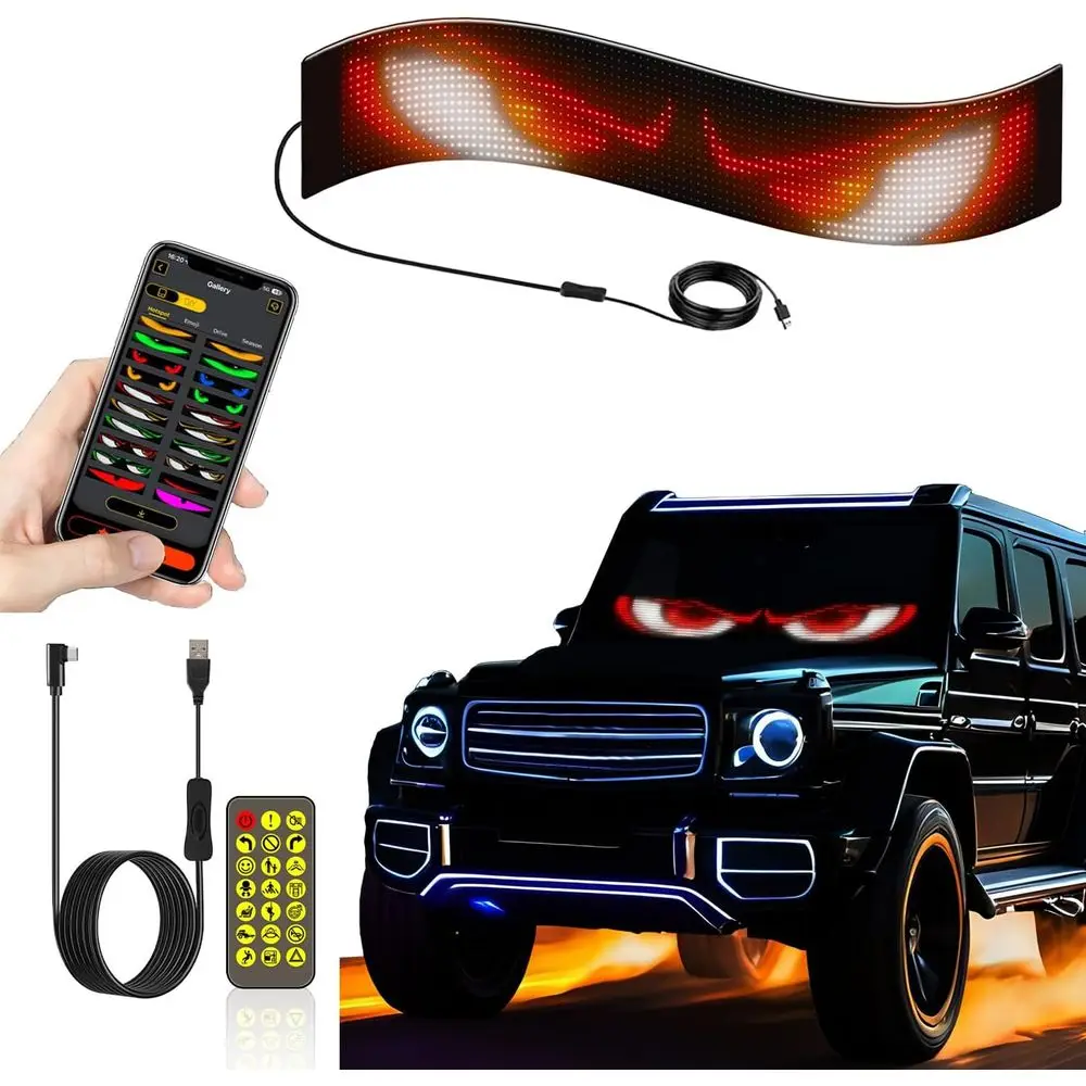 

14.57x3.54 Adjustable LED Car Windshield Lights with Programmable Mood Illumination for Trucks & Cars