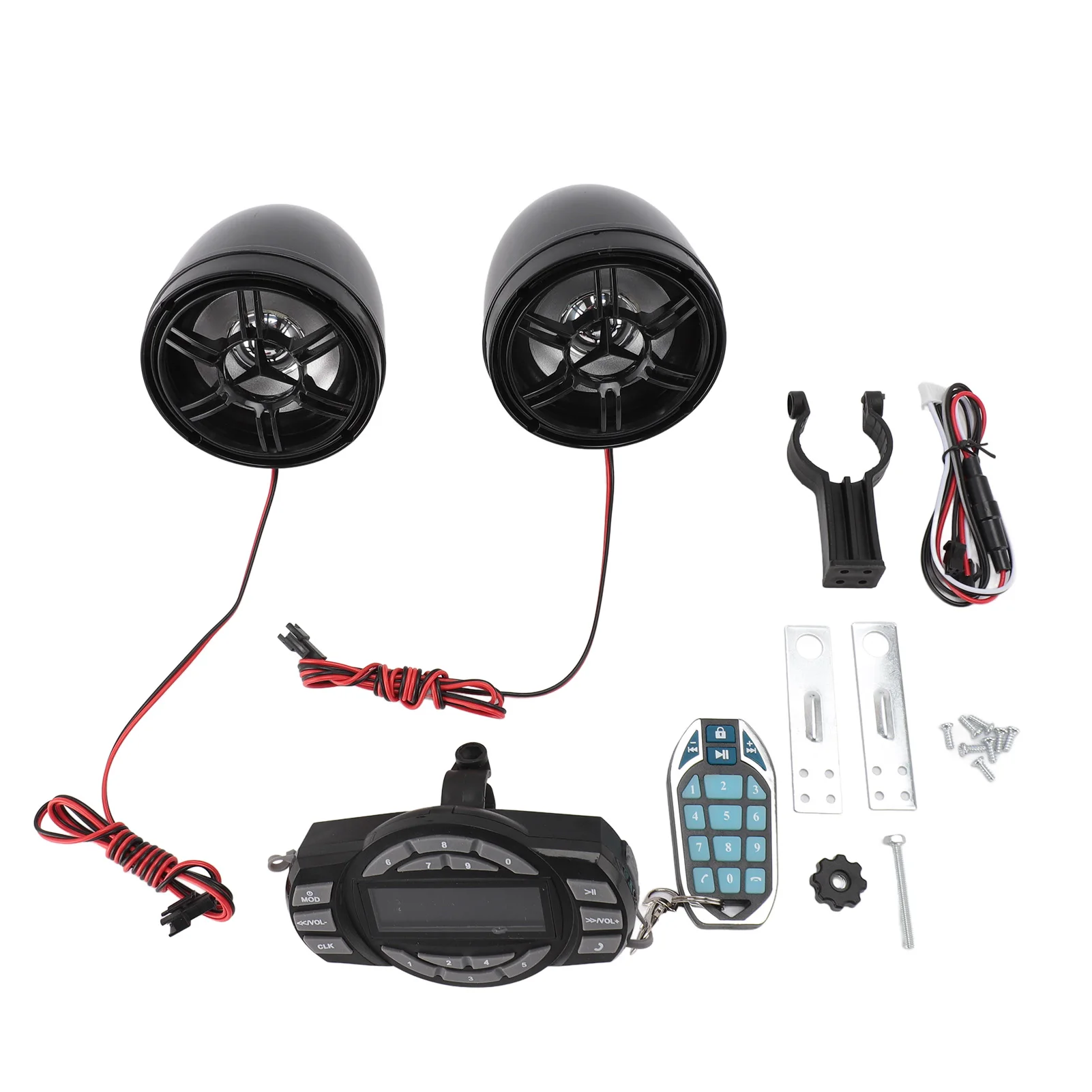 

3-дюймовые Bluetooth-динамики для мотоциклов, 16-кнопочный пульт дистанционного управления, защита от кражи, водонепроницаемая звуковая система для мотоциклов, черный