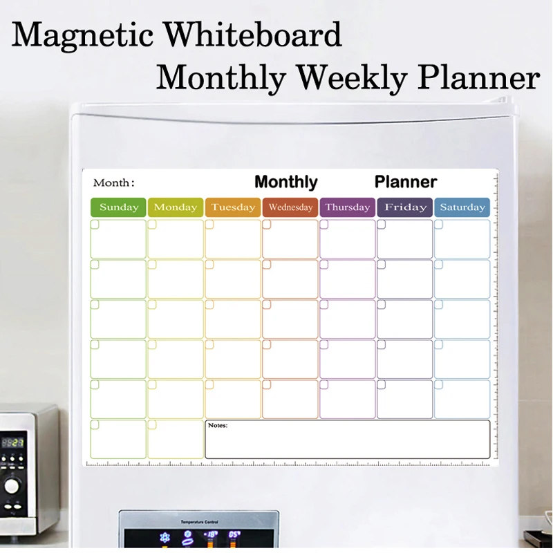 Magnetic Weekly Planner Whiteboard for Fridge Dry Erase Calendar Message Board Menu A3 Size