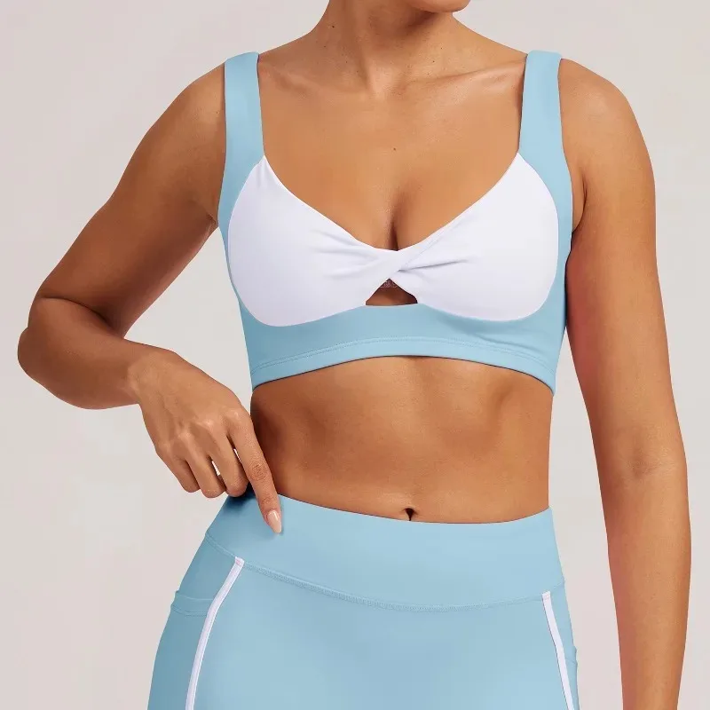 Бюстгальтер для йоги в стиле пэчворк контрастного цвета, бюстгальтер для бега, противоударный плотный бюстгальтер с красивой спинкой, тренажерный зал, фитнес, женское спортивное нижнее белье, топ