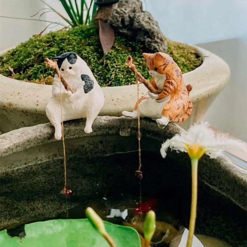 Kitten Fishing Decoration Creative Aquarium Accessories Landscape Decoration Good Weather Fish Tank Decoration