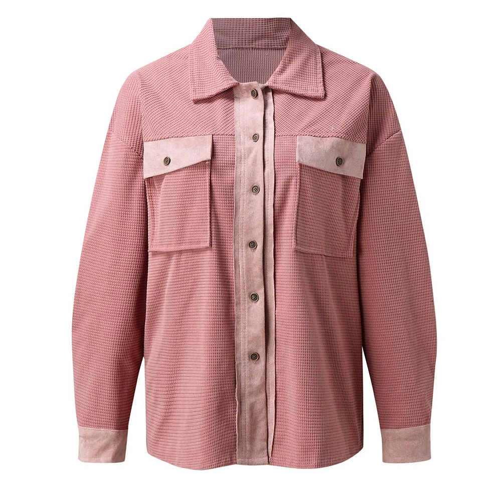 

Female Coat Soft Solid Color Baggy Blouse Button Down Casual Daily Durable Long Sleeve Autumn Spring Comfy Fashion