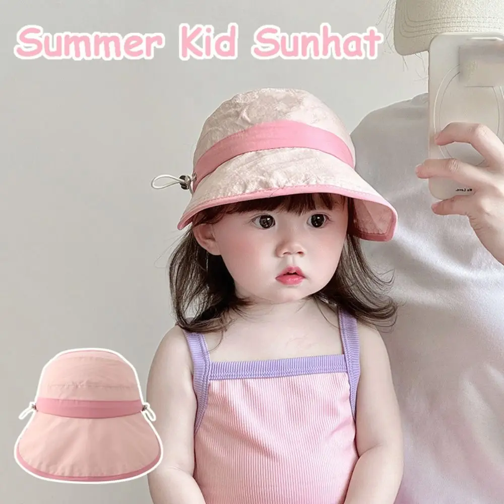 

Korean Style Candy Color Bucket Hat Quick-dry Solid Color Summer Sunhat Anti-UV Sun Hat Shading Hat Children's Empty Top Cap