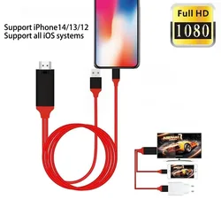 Cabo adaptador AV digital de TV para iPhone, Cabos compatíveis com HDMI para iPhone 8, 7, 8Plus, X, XR, XS, 11, iPad Mini Air Pro, 1080p