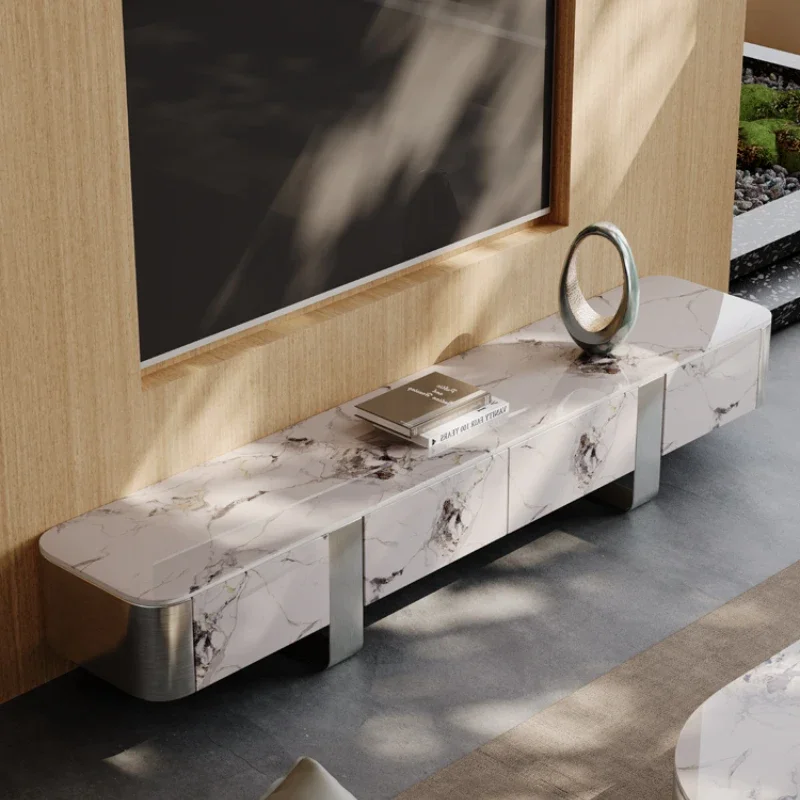 

Tea Table Combination High-Grade Marble Luxury Slate Floor Cabinet Low Cabinet TV Stand