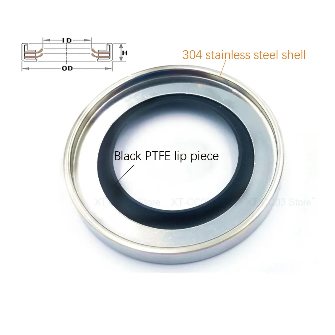 Double Lip PTFE Oil Seal with Stainless Housing for Industrial Air Compressor/Gearbox Replacement Parts 17x30x6mm ~ 65x85x10mm