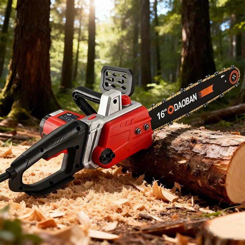 220V Handheld Electric Chain Saw Portable Small Home Use Wood Cutting Plug-in Power Felling Saw Mini Chain Saw Electric Saw