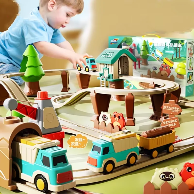 

Электрический железнодорожный набор для сборки: круговая транспортная система, большой железнодорожный маневровый комплекс, игрушки для детей, развивающие подарки для мальчиков