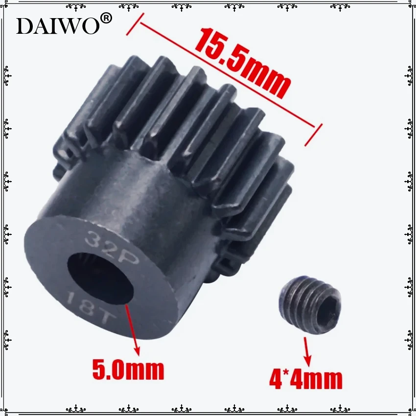 AJRC 32P M0.8 5mm 13T 14T 15T 16T 17T 18T 19T 20T 21T Black Steel Metal Pinion Motor Gear for 1/10 Slash TRX4 Rc Model Car Motor