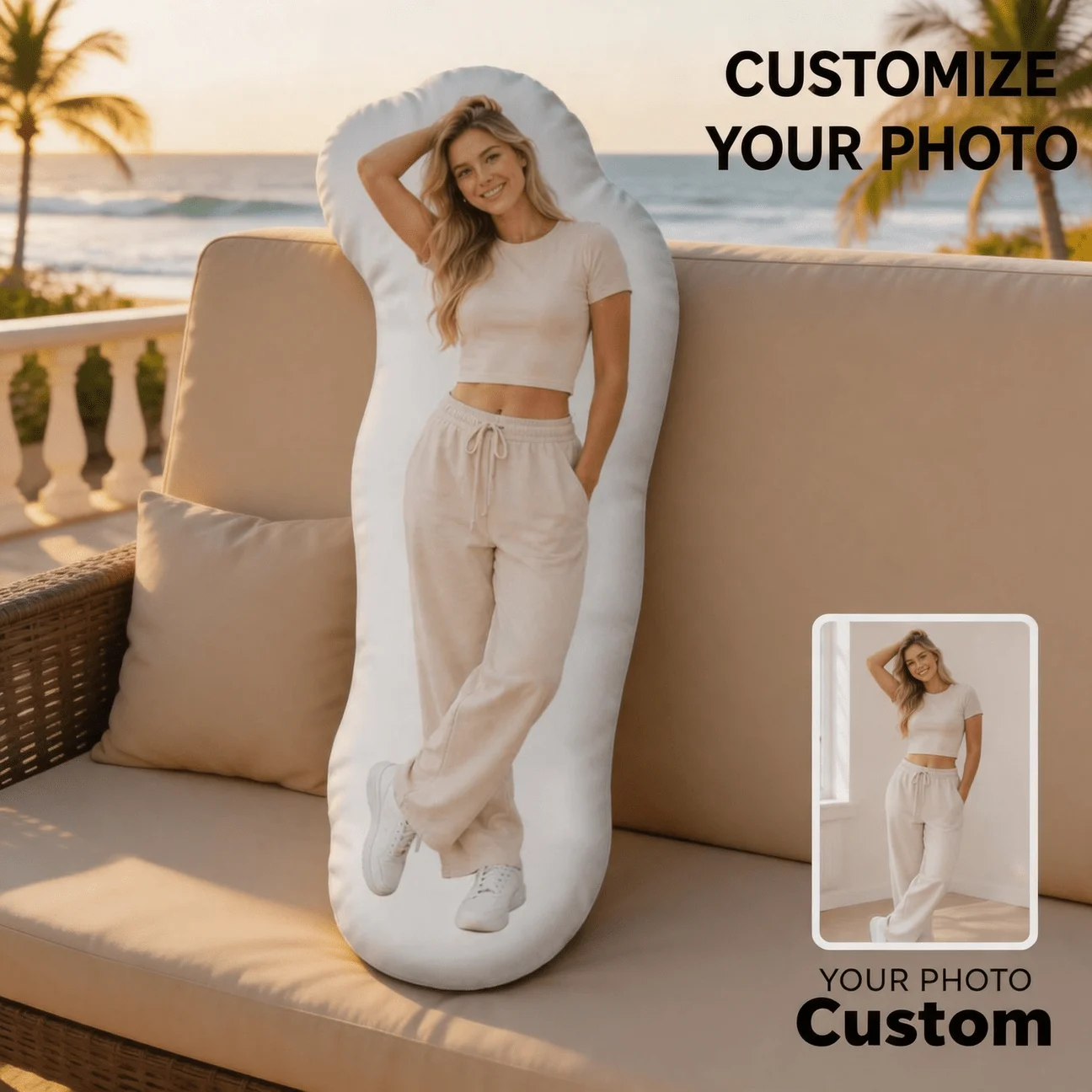 Customized personalized photo shaped pillow, full body proportion customized photo decorative cushion, 70cm large-sized decorati