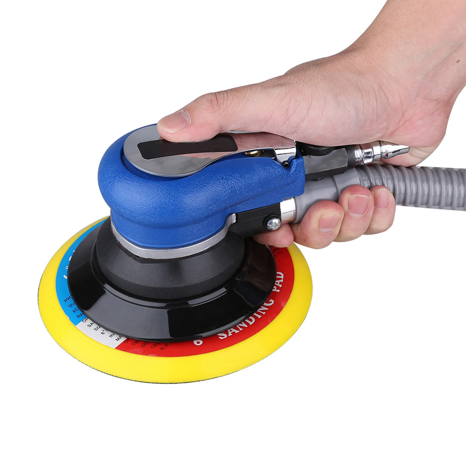 Polisseuse ponceuse à Air outil de ponçage ponceuse à paume orbitale aléatoire pour tampon de 6 pouces 150mm outil pneumatique avec tuyau de collecte de poussière