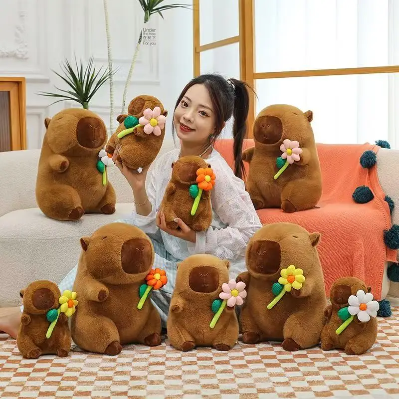 Cute Capybara Plush Toy Stuffed Animals Capibara with Turtle Backpack Kapibala Soft Doll Kids Toys Birthday Christmas Gift