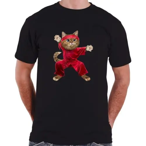  Shaolin Cat in Wushu Kung fu Design Gift Idea Tee T-Shirt S-3XL