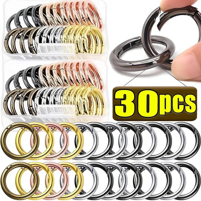 0/10pcs New Metal O Ring Spring Clasps DIY Jewelry Openable 