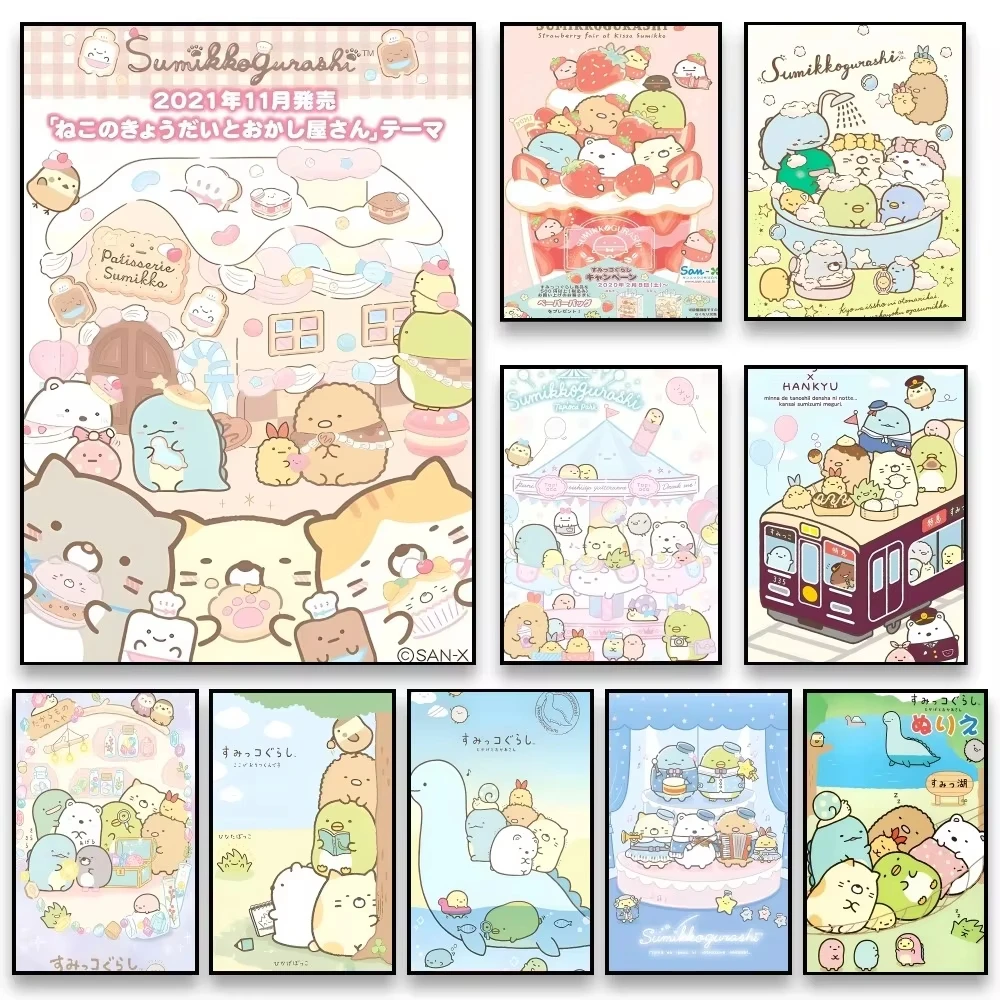 Affiche autocollante de dessin animé japonais s-sumikko Gurashi, 1 pièce,