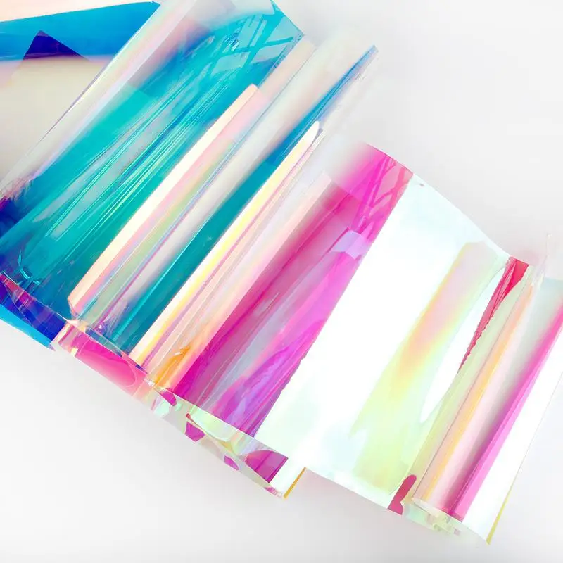 Rainbow Holographic Iridescent Window Film Dichroic Decorative Static Cling Removable for Home Office Glass