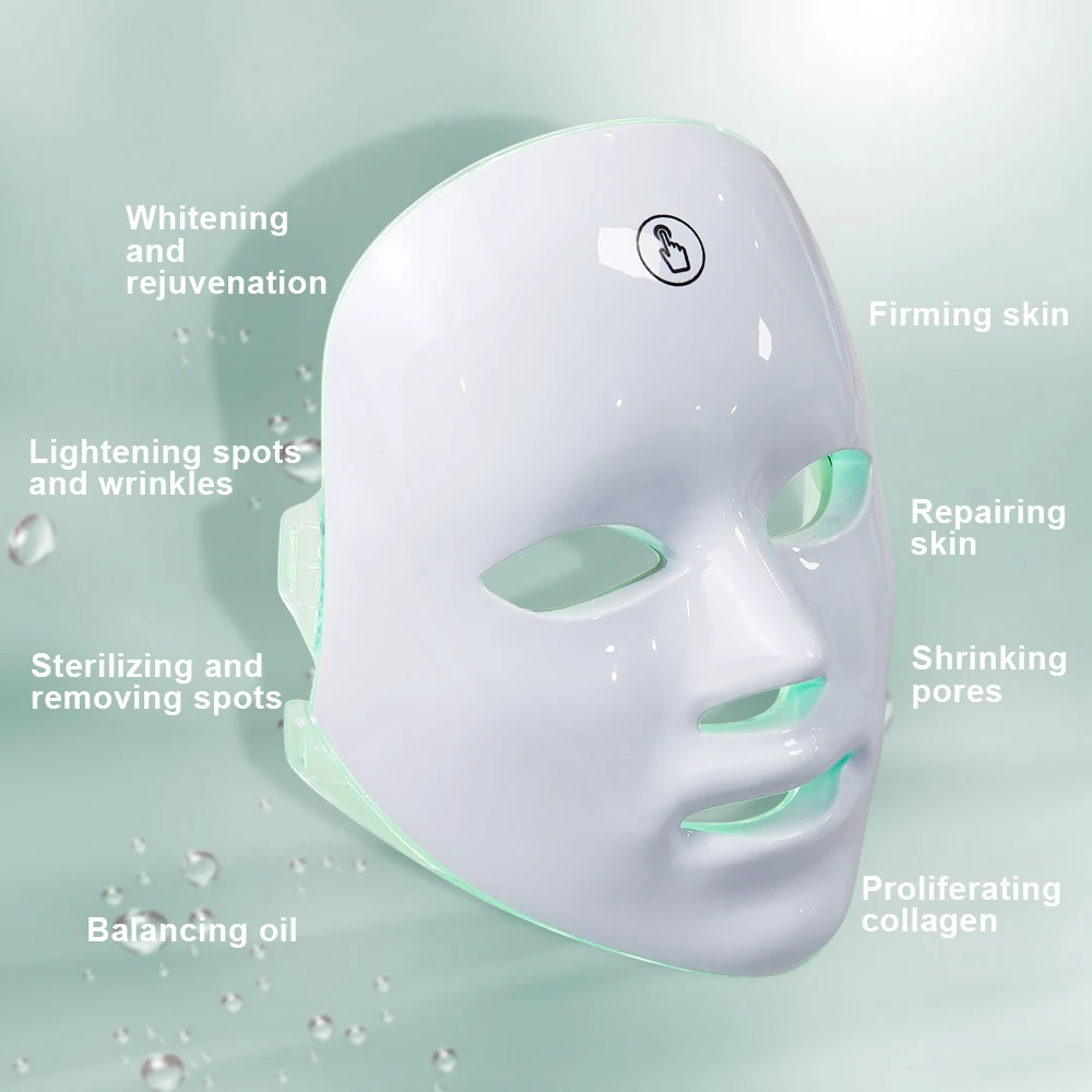 LED Mask 7 Colors Rechargeable Facial Beauty Mask Skin Rejuvenation Home Face Lifting Whitening LED Photon Therapy Face Mask