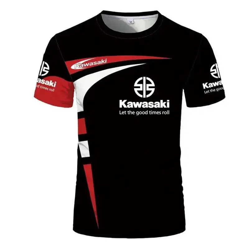 

2024 New Motorcycle Kawasaki Motorcycle Sports T-shirt for Summer Breathable T-shirt Short Sleeve T-shirt Oversized Men's Clothi