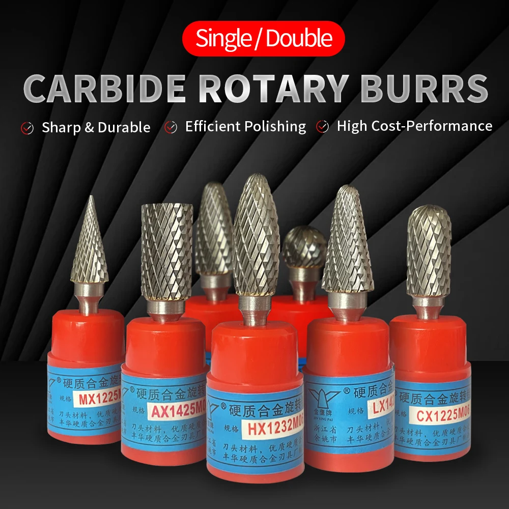 Type A Double Groove Tungsten Carbide Rotary File AE0616 AEX0616M06 6mm Shank End-Cut Rasp Power Tool Bit for Metal Engraving