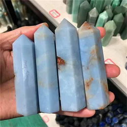 1pc Natural Gem Crystal Tower Angelite Quartz Healing Stone Energy Mineral Obelisk Home Decoration