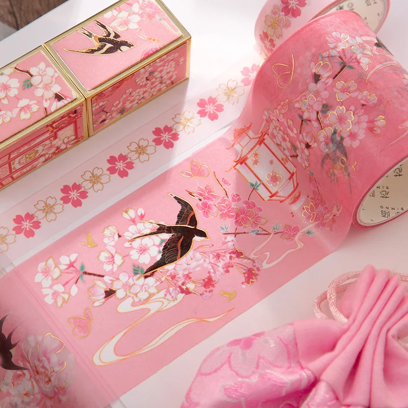 

Набор из 5 рулонов: Декоративная бумага в китайском стиле и бумажная лента с ретро-цветной печатью и бронзовым тиснением для оформления дневников и скрапбукинга, наклейки для ландшафтного дизайна