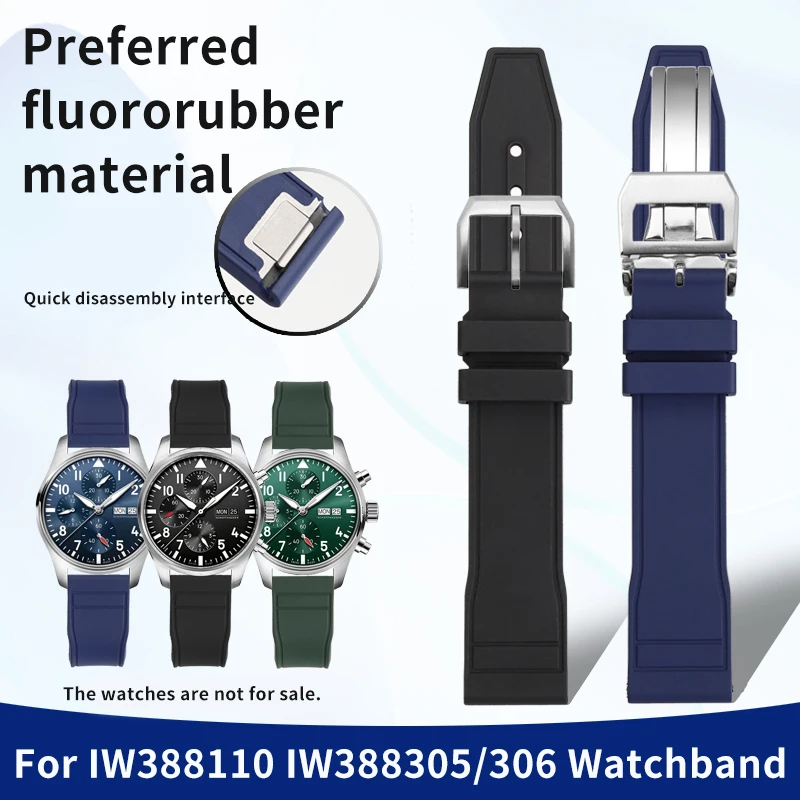 

Dustproof Fluororubber Watch Strap For IWC Pilot IW388108 IW388110 Watchband IW388305/306 FKM Bracelet 20mm21mm Pin Buckle Style