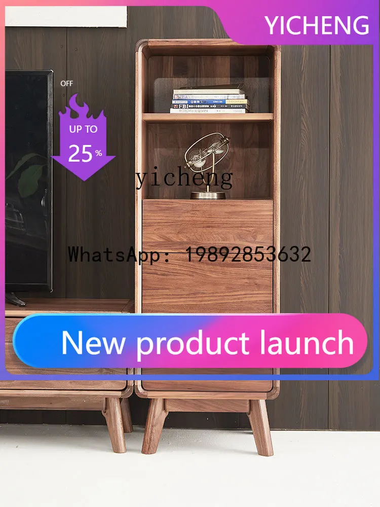 

LYY Walnut TV Combination Low and High Cabinet Living Room Art Simple Storage Cabinet
