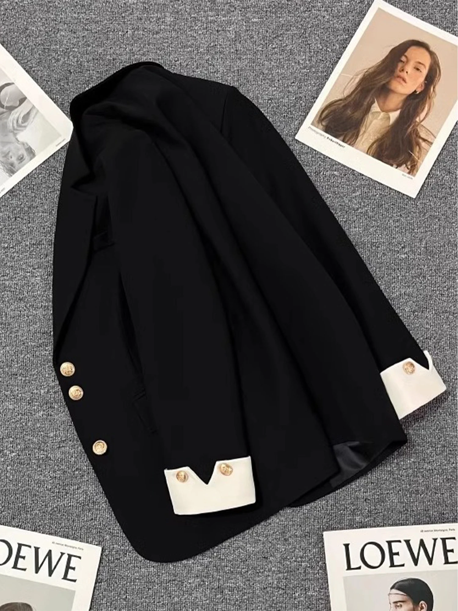 Women's White Oversize Blazer Jacket OL Style Suit Coat Elegant Harajuku Long Sleeve Outerwear 2000s Vintage Clothes Autum 2025