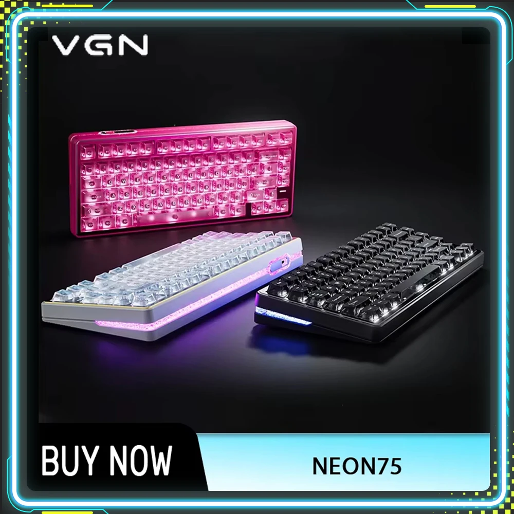 Teclado mecánico VGN Neon 75 Ultimate Tri-Modo con interruptores magnéticos para eSports, ideal para gamers de Valorant, con batería de 8000 mAh, accesorio para PC.
