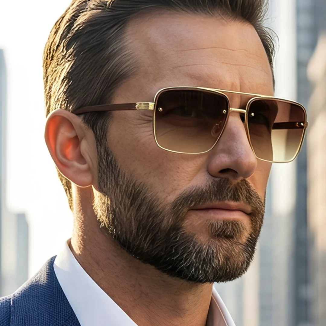 UV400-Schutz Eckige Sonnenbrille für Damen Trendige Strand-Urlaubs-Brillen Markendesign Holz Vintage Retro Sonnenbrille für Herren Modische Brillen