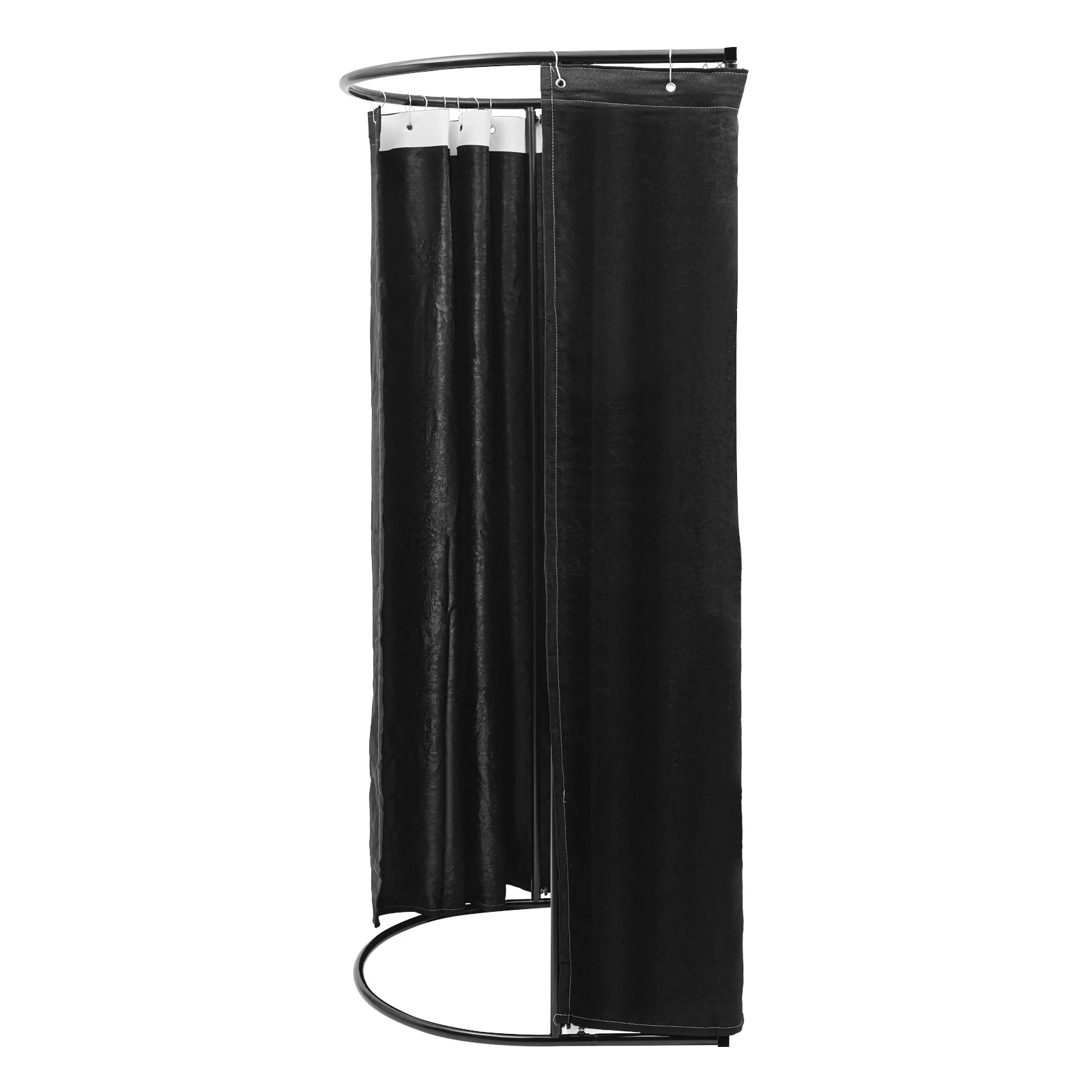 

Black Movable Fitting Room Frame With Curtain Freestanding Sturdy and Durable High Load-bearing Capacity