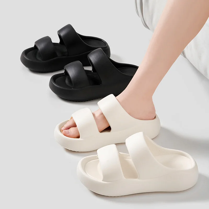 New Thick Bottom Cloud Slippers Women Comfort Soft Sole Eva Platform Sandals Woman Summer Double Strap Non Slip Beach Slippers