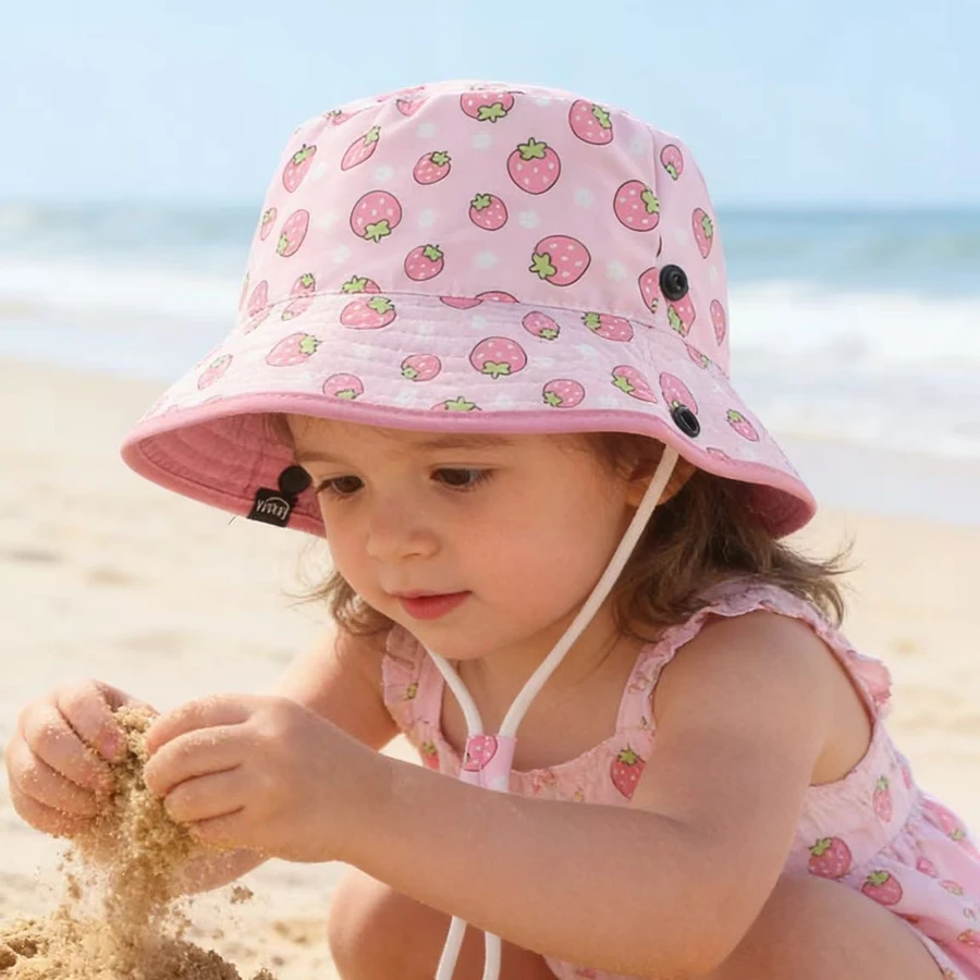 

Baby Big Brim Panama Beach Cap Kids Bucket Hats Girls Cartoon Animals Print Sun Hat Boys Summer Children UV Protection Cap