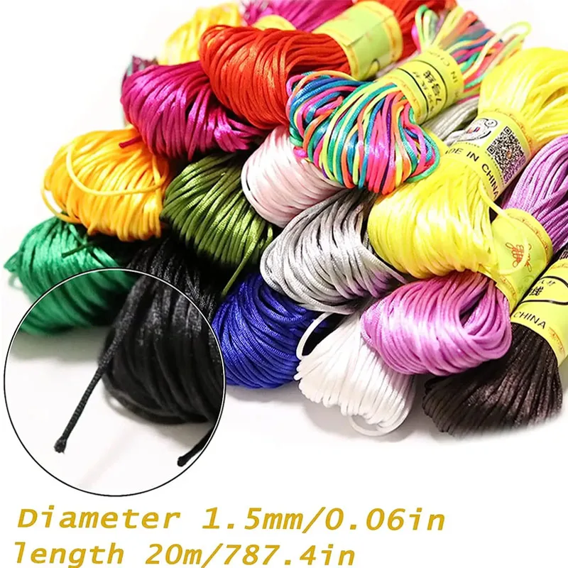 

20m/Lot 1.5mm Chinese Knotting Macrame Cord Nylon Bracelet Braided String For DIY Jewelry Making Beading String Threads