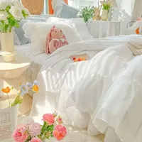 Fairy Princess Wind Quilt Cover 4 Four-piece Chiffon Double-layer Gauze Edge Pure Color Fresh Bedding Bed Skirt