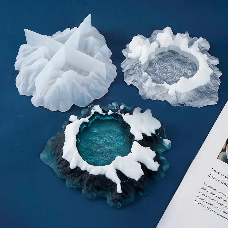 New Creative Crystal Epoxy Resin Ashtray Mold Ice Snow Mold Mountain Lake Silicone Mold DIY Clay Mold Resin Epoxy Kitchen Moulds