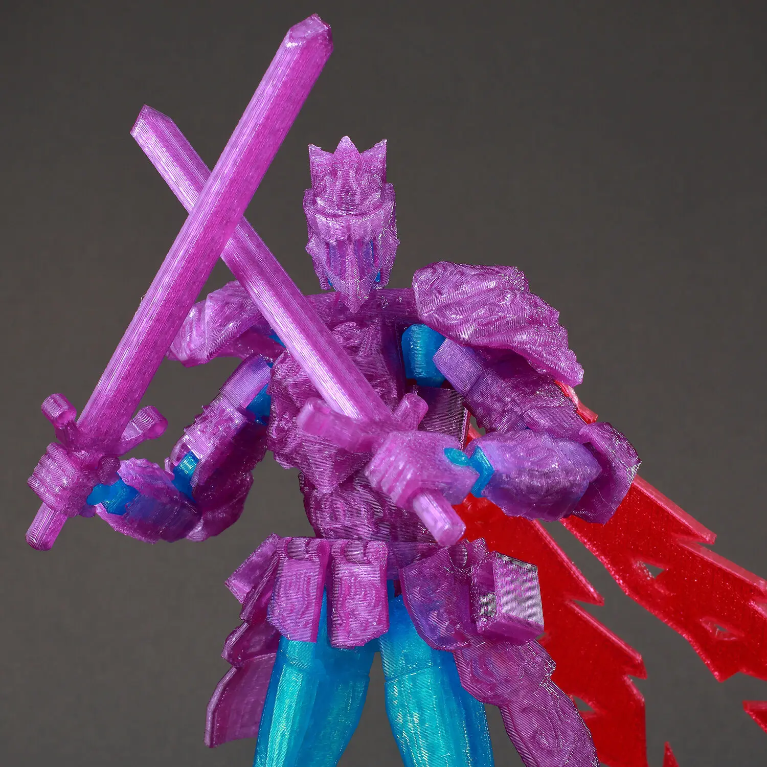 ​9L3D Dual Wield Ghost Warrior Red Cape Action Figure Lucky13 3D Printed Toys Dummy13 Stop Motion Animation Model Titan13 T13