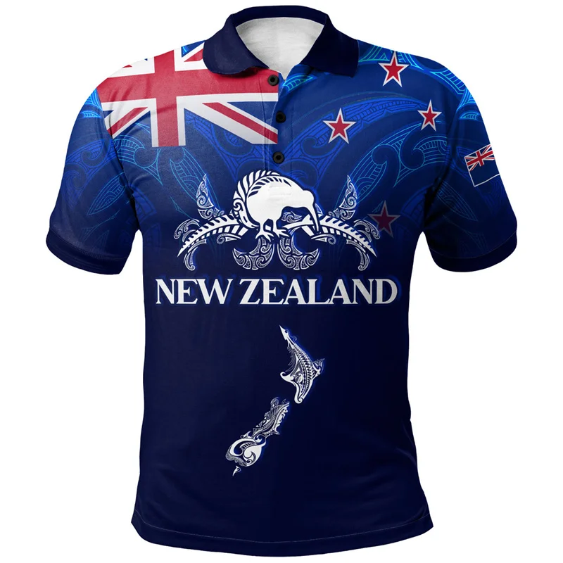 3D New Zealand NZ Flag Maori Patterns Rugby Printing Polo Shirt NZ WAITANGI Graphic Polo T Shirt For Men Fashion Vintage Clothes