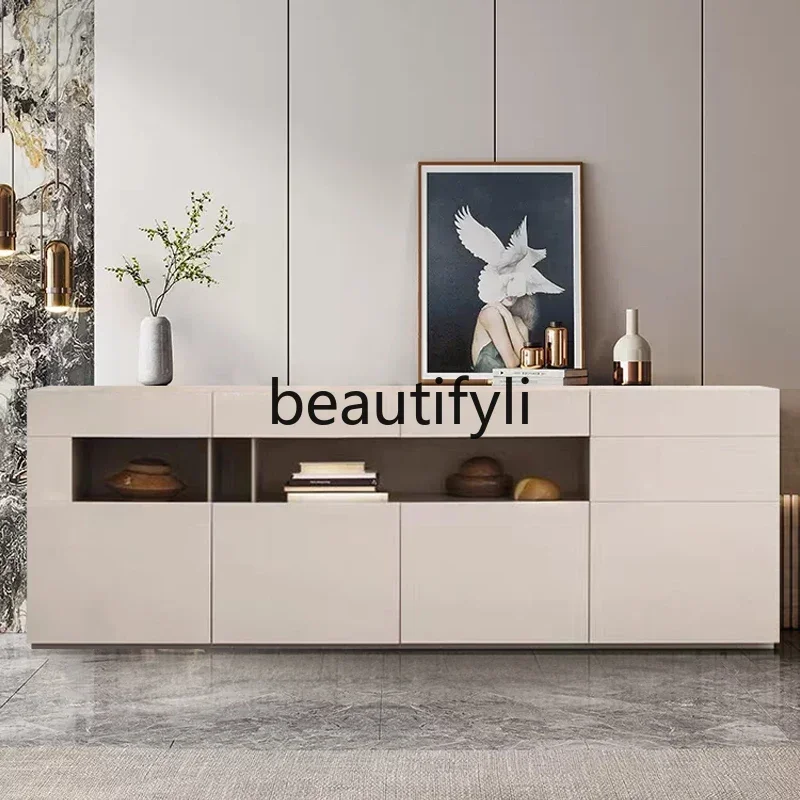 

Modern solid wood dining side cabinet, living room tea cabinet, multi-functional storage, Italian paint cupboard