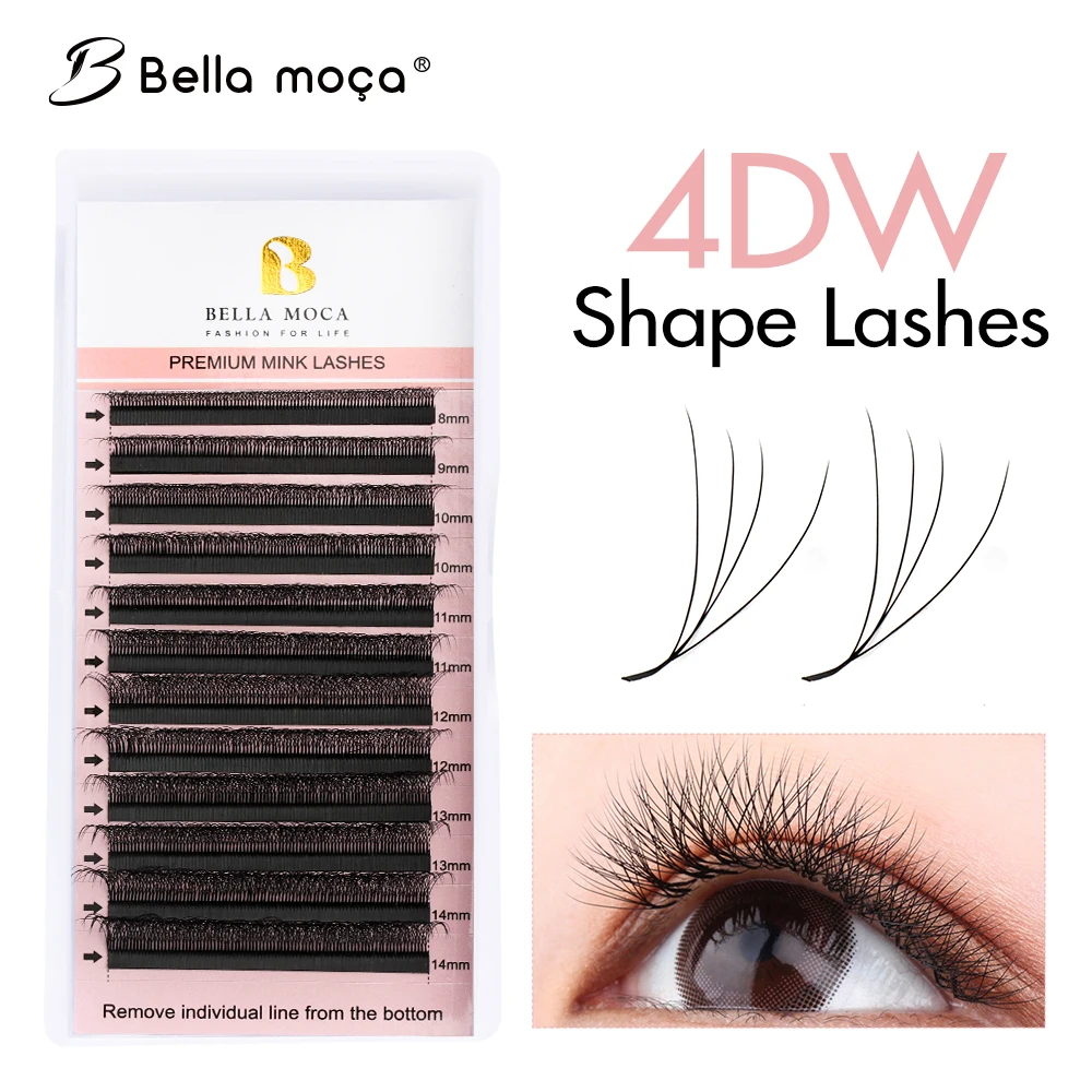 Bella Moca 4D-W Shaped Lashes Lashes 8-14mm 4D W Shaped Eyelashes Extension Cilia YY Shape Lashes Y Eyelashes