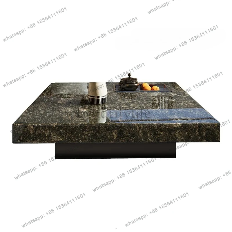 Natural luxury stone platinum diamond box coffee table modern simple villa living room high-end marble square suspension table