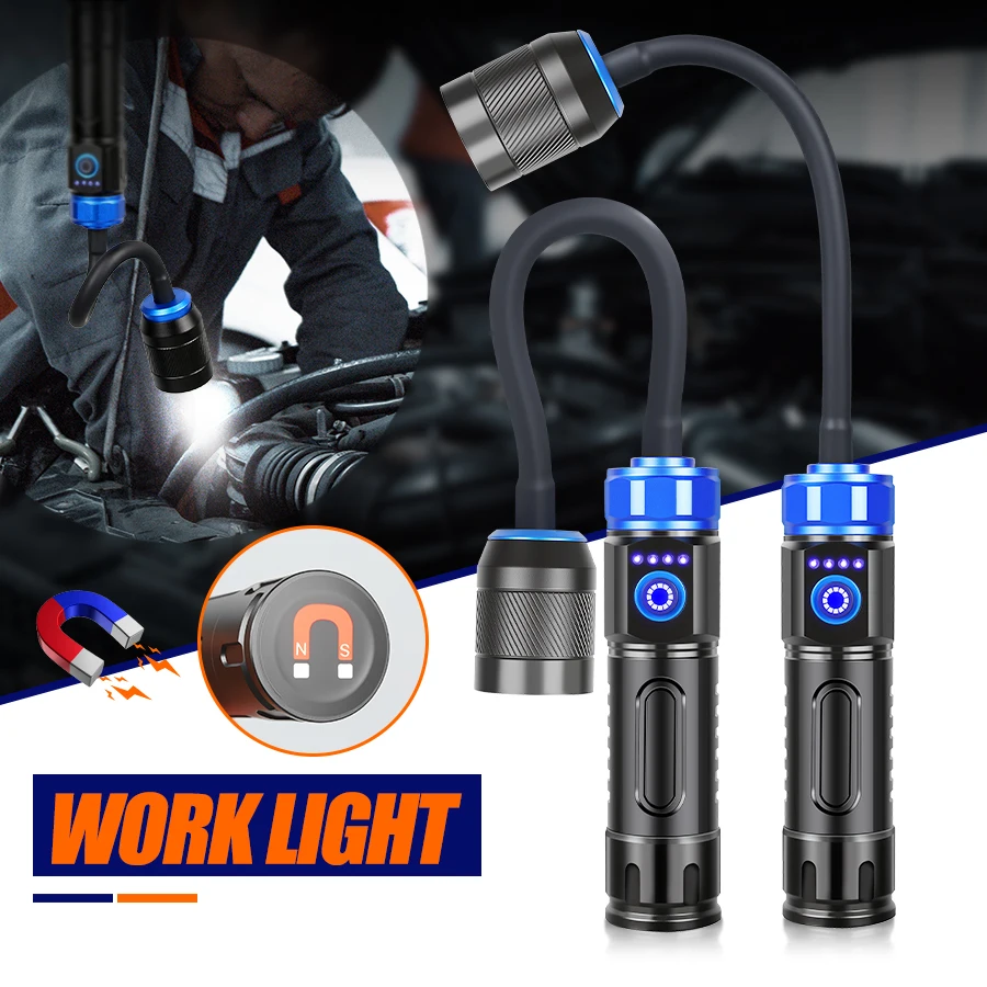 

Multifunctional Work Light LED Flashlight - 360° Rotation Zoom Head, Rechargeable Aluminum Alloy Torch for Outdoor Job Camping