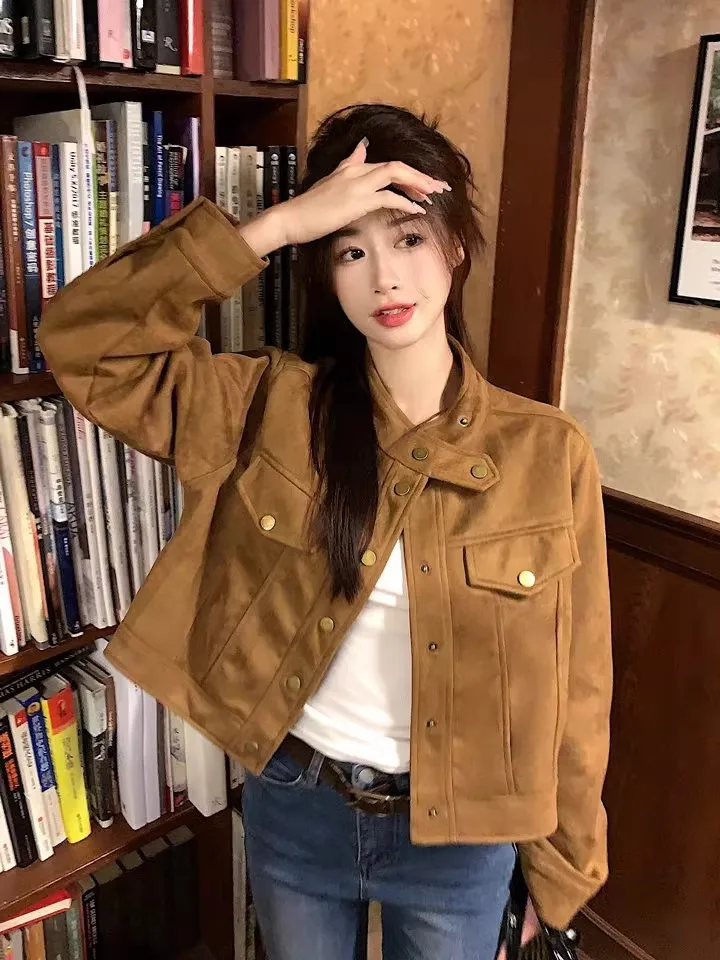 Women's Coats Padded Varsity Vintage Moto Biker Jacket Suede Bomber Jackets for Female Outerwears Jacket Streetwear