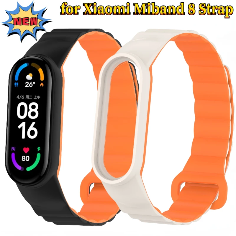 Silicone Magnetic Loop Strap for Xiaomi Mi Band 7 6 5 4 3 Adjustable Bracelet Wristband for Mi Band 7 6 5 Mi Band 4 Correa Belt
